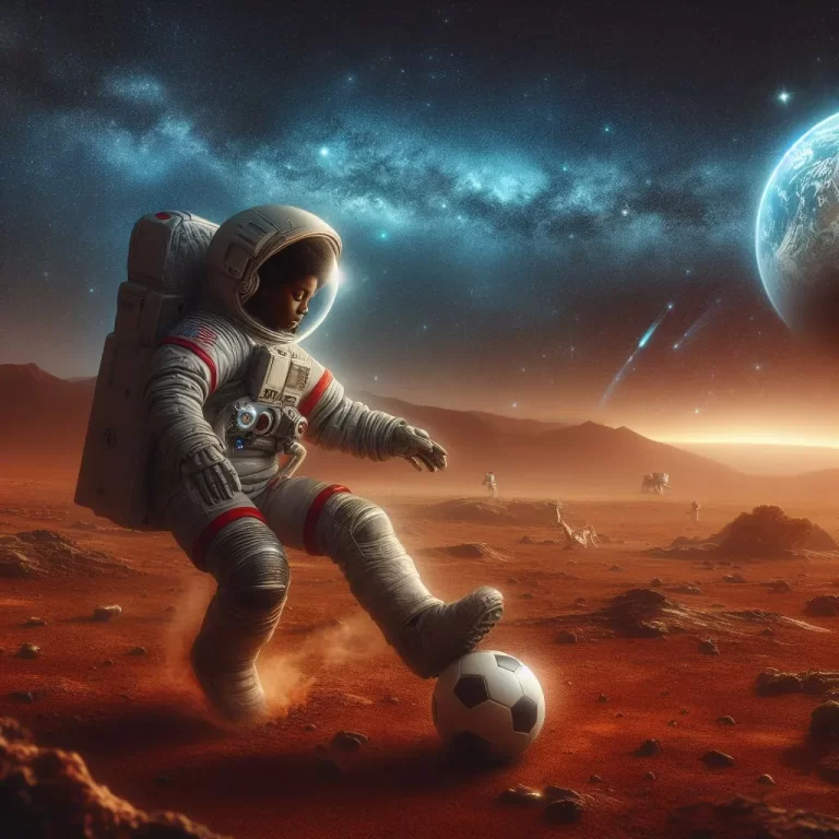 astronauts playing football in mars