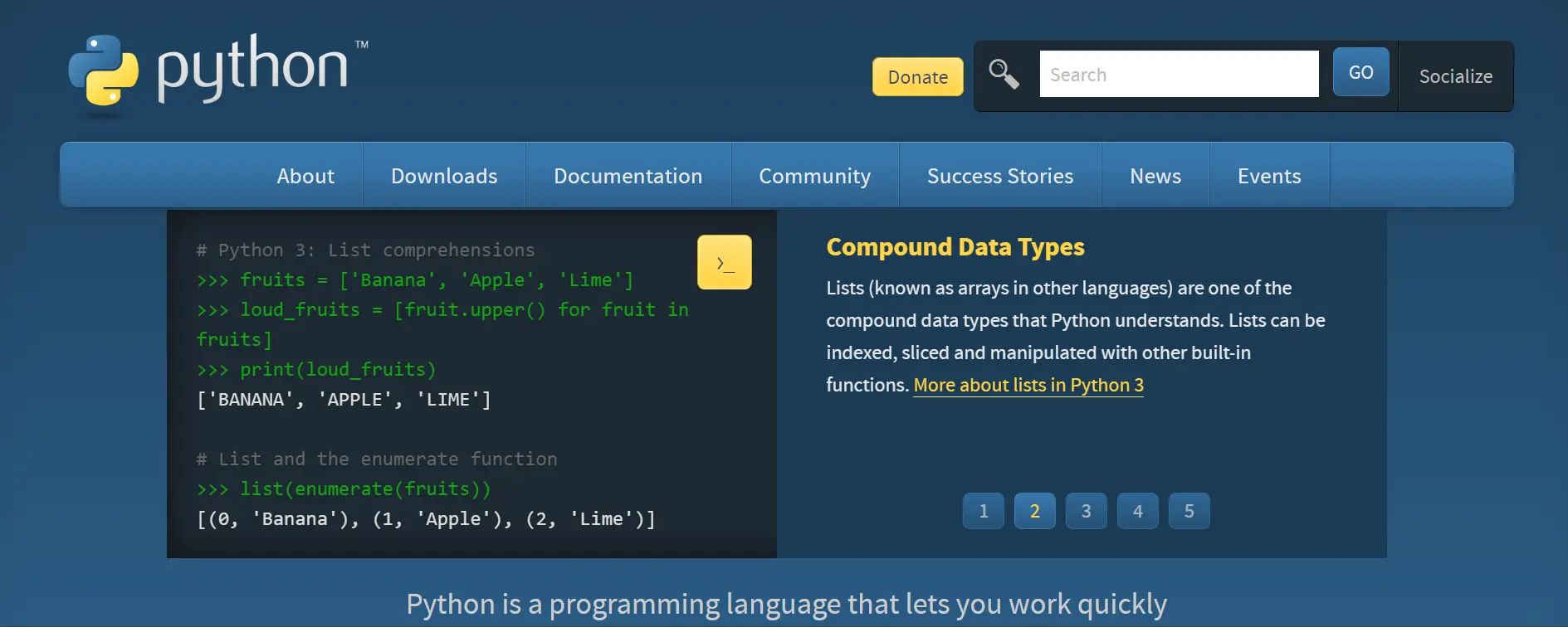 programming languages for python code example